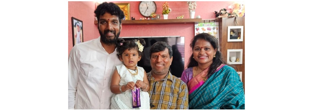 Family after painless ear piercing for babies in Bangalore by mySunar