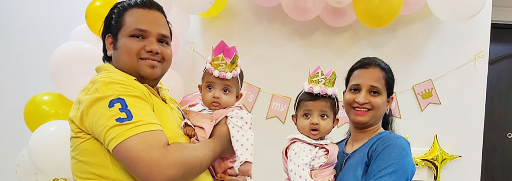 A happy family after using mySunar's ear piercing service in Pune