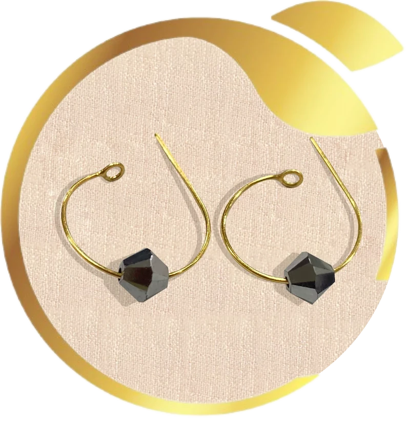 Sharp Fixed black crystal bead medicinal earrings for baby ear piercing