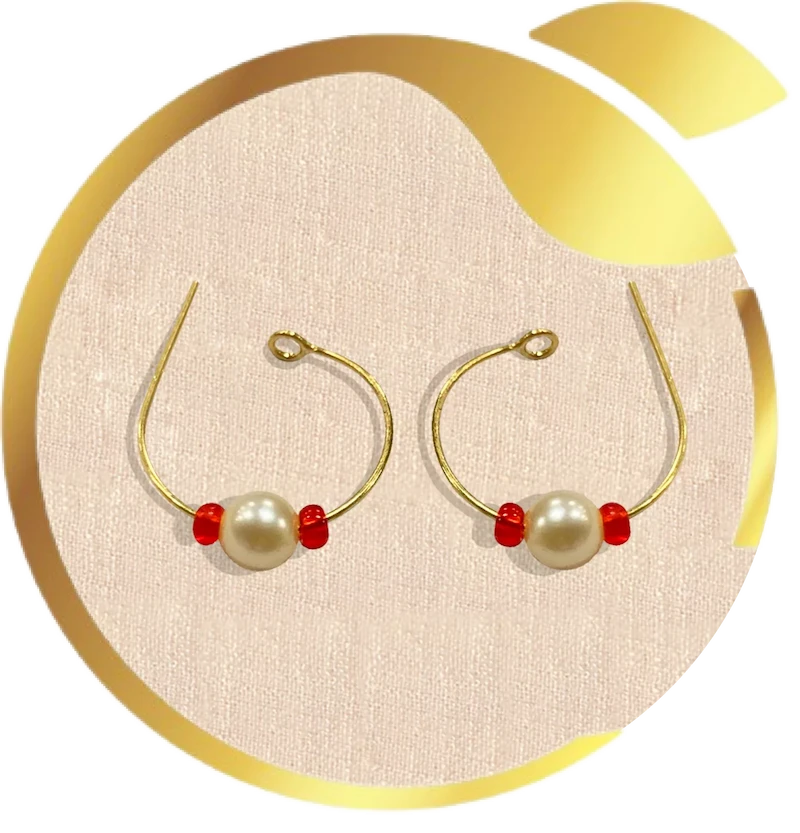 Zest Fixed pearl with red crystal bead earrings for baby ear piercing