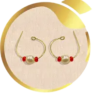Zest Fixed pearl with red crystal bead earrings for baby ear piercing