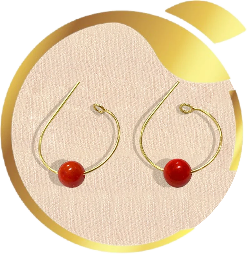 Brave Fixed red coral bead medicinal earrings for baby ear piercing