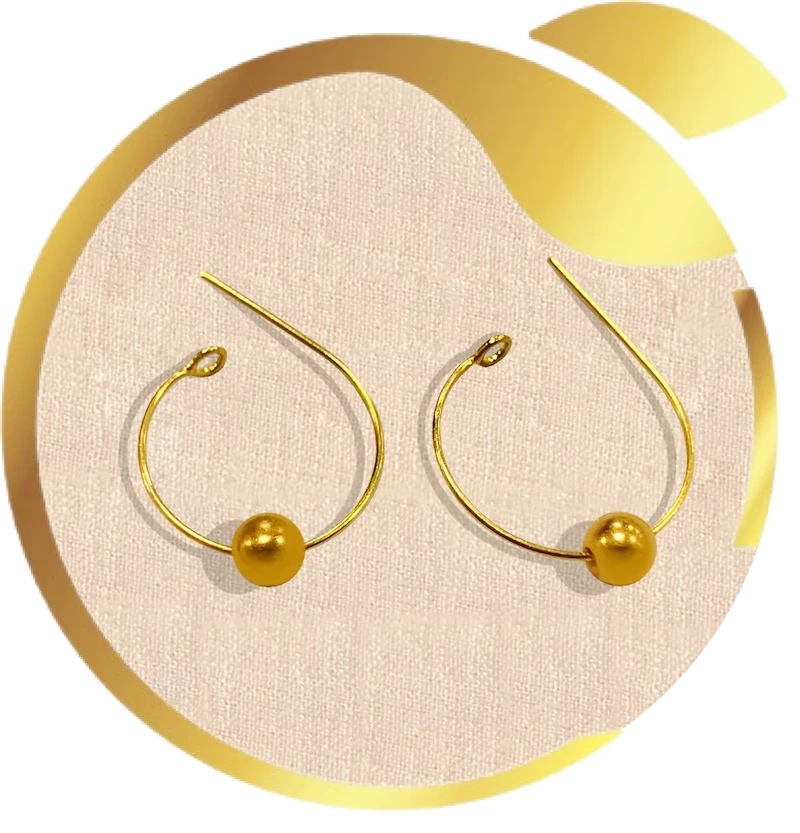 Opulent Fixed gold bead medicinal earrings for baby ear piercing