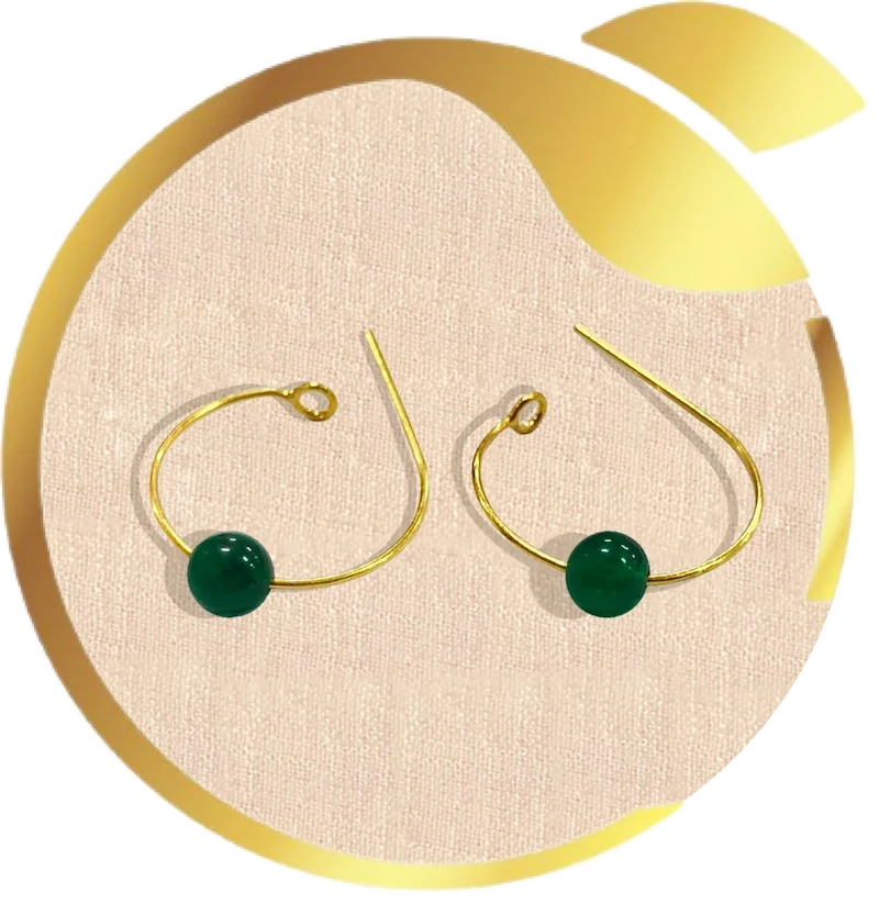 Optimist Fixed emerald bead medicinal earrings for baby ear piercing