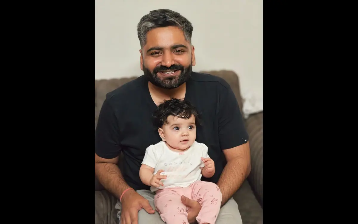 Happy family after baby ear piercing - mySunar Canada NRI service